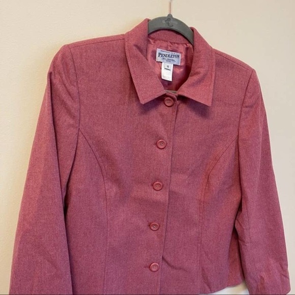 𝅺PENDLETON Pink Button Front Blazer Wool Jacket 10P - Picture 6 of 8
